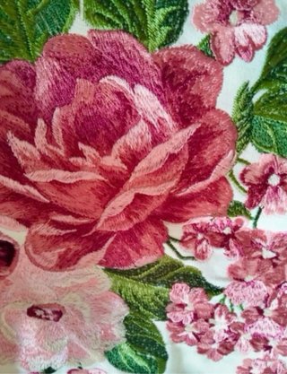 Funda de cojín 50x30 Decorativo.Bordado Ramo Rosas
