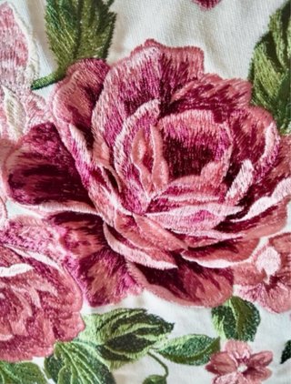 Funda de cojín 50x30 Decorativo.Bordado Ramo Rosas