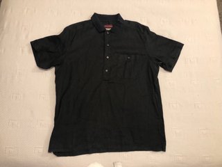 Camisa Lino Manga Corta Negra