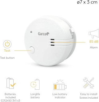 Garza - Pack de 2 Detectores de Humo Mini, Diseño Ultracompacto