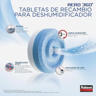Rubson AERO 360° Tableta de recambio de olor neutro, absorbe humedad y neutraliza malos olores