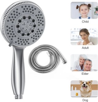 Vinabo Alcachofa de ducha + 1,5 m flexible de ducha de acero tubo