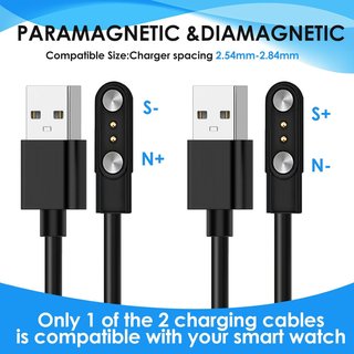 Magnética Cargador Universal Smartwatch, Cable USB Magnético de 2 Pines