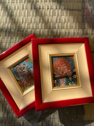 Coppia di quadretti decorativi con gatti