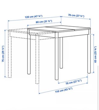 Mesa comedor extensible Ikea Tonstad 120x70cm