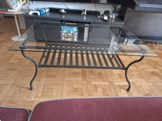 Mesa de centro cristal y metal