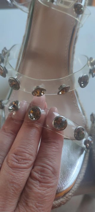 Sandali donna con zeppa e strass