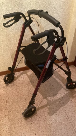 Andador con asiento y accesorio para paraguas