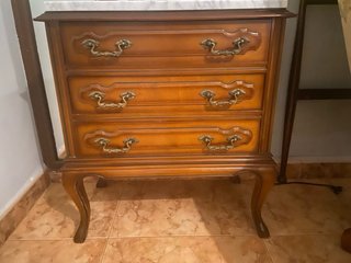 Cómoda y 2 Mesitas Madera y Mármol