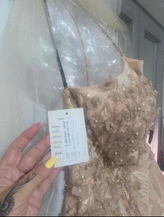 Vestido de Novia, Vestido de fiesta beige y dorado