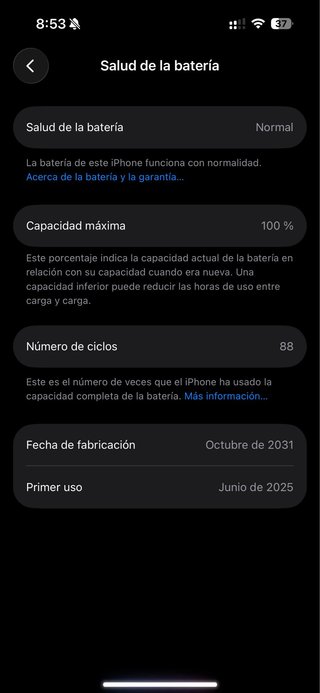 iPhone 15 Pro, Batería 100%