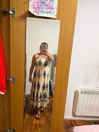 Vestido Verano Beige/Negro Talla L
