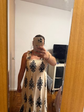 Vestido Verano Beige/Negro Talla L