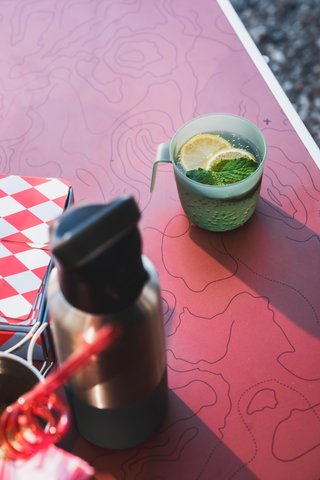 Mesa plegable de camping, 4 personas, marrón