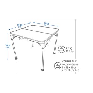 Mesa plegable de camping, 4 personas, marrón