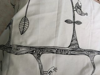 Cortinas tela diseño árboles y pájaros