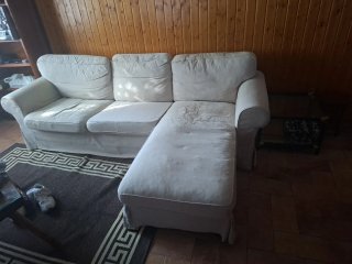 Sofá chaise longue blanco roto