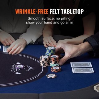 Mesa de Póker Plegable para 8 Jugadores, Mesa de Póker Texas Holdem Blackjack con Rieles Acolchados y Soportes para Vasos de Acero Inoxidable, Mesa de Juego de Cartas Plegable y Portátil, Mesa de ...