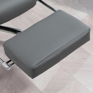 Silla de Oficina Ergonómica Presidencial en Piel PU, Silla de Oficina Giratoria con Respaldo Alto Reclinable 145°, Altura Ajustable y Reposapiés Extraíble, Gris