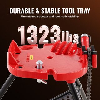 Morsa de Cadena con Soporte de Trípode | Capacidad de Tubería de 3.2 a 152 mm | Capacidad de Carga de 600 kg | Soporte Portátil con Patas Plegables y Bandeja para Herramientas | Ideal para Fontane...