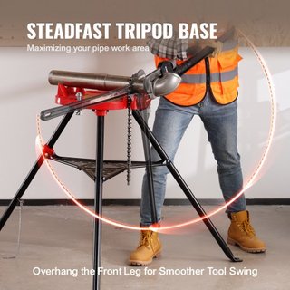 Morsa de Cadena con Soporte de Trípode | Capacidad de Tubería de 3.2 a 152 mm | Capacidad de Carga de 600 kg | Soporte Portátil con Patas Plegables y Bandeja para Herramientas | Ideal para Fontane...