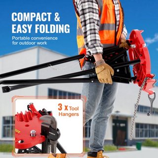 Morsa de Cadena con Soporte de Trípode | Capacidad de Tubería de 3.2 a 152 mm | Capacidad de Carga de 600 kg | Soporte Portátil con Patas Plegables y Bandeja para Herramientas | Ideal para Fontane...