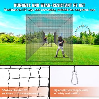 Red de Bateo de Béisbol, Red de Entrenamiento Profesional de Béisbol y Softbol, Red de Jaula de Lanzamiento Portátil para Práctica con Puerta y Bolsa de Transporte, Red PE Enclosed de Alta Resiste...