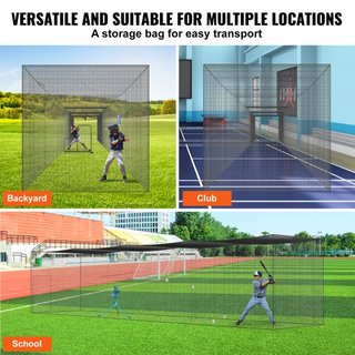 Red de Bateo de Béisbol, Red de Entrenamiento Profesional de Béisbol y Softbol, Red de Jaula de Lanzamiento Portátil para Práctica con Puerta y Bolsa de Transporte, Red PE Enclosed de Alta Resiste...