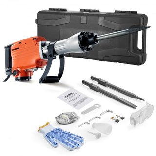 Martillo Demoledor Eléctrico de 2200W con 2 Puntas de Cincel