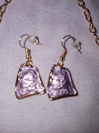 Parure Collana e Orecchini Viola Lilla Oro