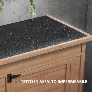 Armario Exterior Con Estante Regulable Y Techo Inclinado, Armario De Jardín De Madera Con Cerradura, 75X56X117Cm, Marrón