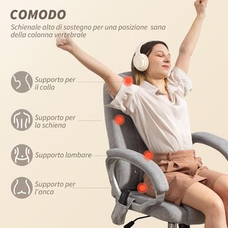 Silla De Oficina Masajeadora 4 Puntos Vibrante Y Calentadora, Sillón De Oficina Con Función Balanceo, Silla De Escritorio De Terciopelo Con Reposabrazos Y Altura Ajustable Para Estudio, Gris