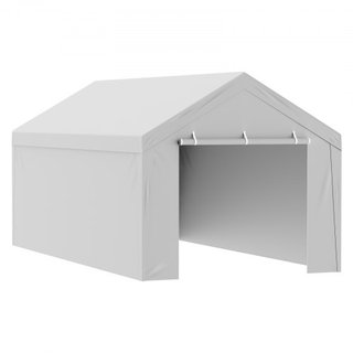 Cubierta de Reemplazo para Carport + Pared Lateral 6000 x 3000 mm, Carpa de Garaje Refugio Tarp Resistente al Agua y Protegido contra UV, Instalación Fácil con Bungee de Bola, Blanco (Estructura N...