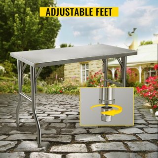 Mesa de Trabajo Comercial Estación de Trabajo 121.9x61 cm Mesa de Preparación Comercial Plegable, Mesa Plegable de Acero Inoxidable de Alta Resistencia con Carga de 299.8 kg, Mesa de Cocina, Isla ...