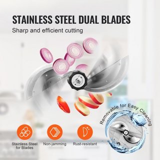 Cortadora de Verduras Eléctrica, Máquina de Cortar Comercial Ajustable de 0-0.5"/0-12mm de Grosor, Convertible a Manual, Máquina Cortadora de Alimentos de Acero Inoxidable, Gran Puerto de Alimenta...