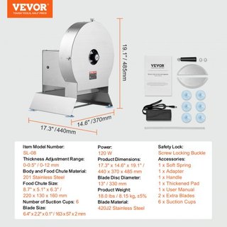 Cortadora de Verduras Eléctrica, Máquina de Cortar Comercial Ajustable de 0-0.5"/0-12mm de Grosor, Convertible a Manual, Máquina Cortadora de Alimentos de Acero Inoxidable, Gran Puerto de Alimenta...