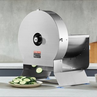 Cortadora de Verduras Eléctrica, Máquina de Cortar Comercial Ajustable de 0-0.5"/0-12mm de Grosor, Convertible a Manual, Máquina Cortadora de Alimentos de Acero Inoxidable, Gran Puerto de Alimenta...