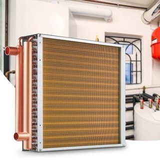 Intercambiador de Calor Agua a Aire 16" x 16" / 40.6 x 40.6 cm 3 Filas 3/8" / 1 cm Puertos de Cobre 193 Aletas