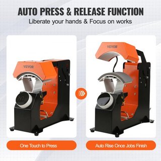 Pressa termica per cappelli, macchina automatica per pressa termica 3 in 1, trasferimento sublimato Clamshell da 6,4x3,5 pollici, pannello di controllo digitale con rilascio automatico e manopola con 3 Al...