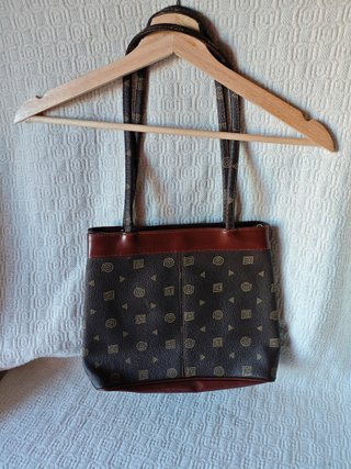 Bolso marrón de mano doble cremallera vintage