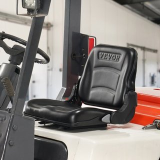 Asiento Universal para Montacargas, Asiento de Tractor Plegable con Respaldo Ajustable y Microinterruptor, Asiento Cómodo para Montacargas con Ranura Extendida de 6.3-13.4 pulgadas para Cargadora ...