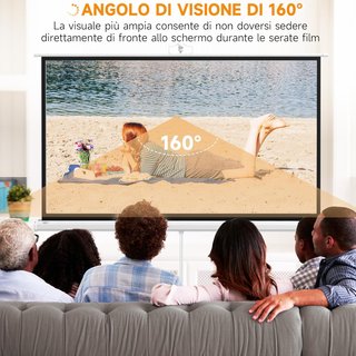 Pantalla de Proyector de 84 Pulgadas 4K HD Formato 16:9 con Trípode Plegable Ajustable, Pantalla de Proyector Portátil de Metal, Gran Angular de 160 Grados, para Casa, Hogar, Cine, Exterior, Blanco