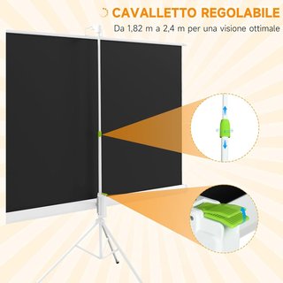 Pantalla de Proyector de 84 Pulgadas 4K HD Formato 16:9 con Trípode Plegable Ajustable, Pantalla de Proyector Portátil de Metal, Gran Angular de 160 Grados, para Casa, Hogar, Cine, Exterior, Blanco