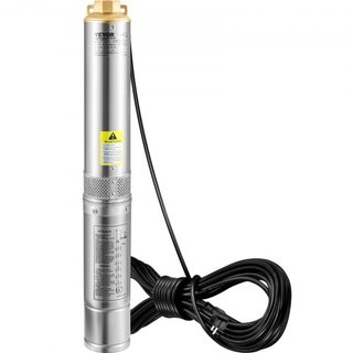 Bomba Sumergible de Pozo Profundo, 750W 230V/50Hz, 105L/min 62 m de Altura Resistente a Arena <5%, Cable Eléctrico de 20 m, Bombas de Agua de Acero Inoxidable de 8.9 cm para Uso Industrial, Irriga...
