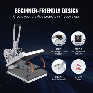 Máquina de Prensa Térmica 15 x 15 in/38.1 x 38.1 cm Impresora de Sublimación para Transferencia de Camisetas DIY