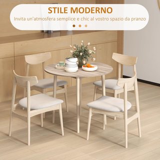 Mesa Plegable de Acento para Cocina y Comedor, Mesa de Comedor en Aglomerado y Madera de Pino, Ø89X73.5 Cm, Color Madera