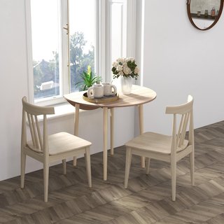 Mesa Plegable de Acento para Cocina y Comedor, Mesa de Comedor en Aglomerado y Madera de Pino, Ø89X73.5 Cm, Color Madera