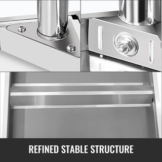 Mesa de Trabajo de Acero Inoxidable 36 x 30 x 34 Pulgadas, Capacidad de Carga de 700 LBS con 4 Ruedas, 3 Niveles de Altura Ajustable, Mesa de Trabajo Pesada para Preparación de Alimentos en Cocina...