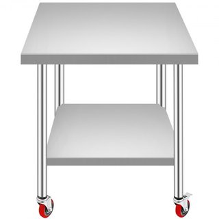 Mesa de Trabajo de Acero Inoxidable 36 x 30 x 34 Pulgadas, Capacidad de Carga de 700 LBS con 4 Ruedas, 3 Niveles de Altura Ajustable, Mesa de Trabajo Pesada para Preparación de Alimentos en Cocina...