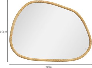 Espejo De Pared Moderno Con Bordes Irregulares, Espejo Con Marco De Madera Para Dormitorio, Salón, Entrada, 80X60 Cm